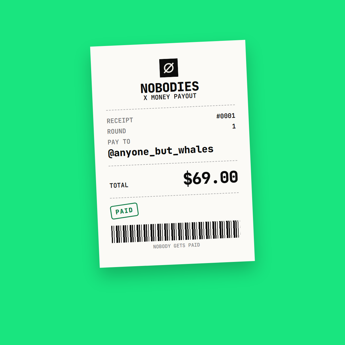 Receipt card
